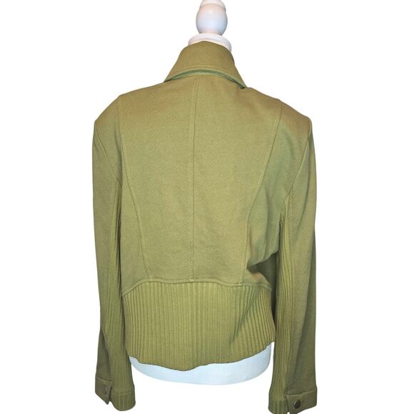 Cabi 6470 Road Trip Cotton‎ Jacket Womens Asymmetrical Zip Green Fall Size L - Picture 3 of 7